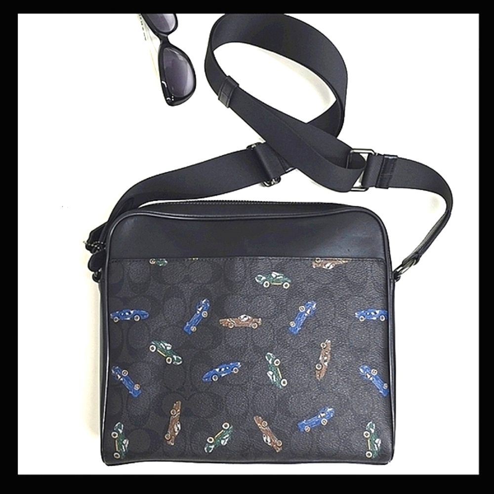 Coach F31270 Large Signature Shoulder Bag W/ Sports Car Print (RARE)